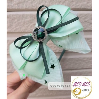 Cài tóc handmade màu xanh mint phối phụ kiện đá lấp lánh (ảnh thật)