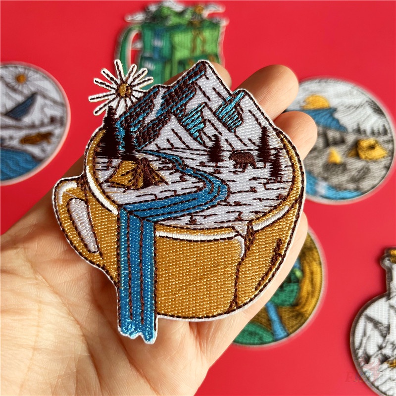 ☸ Sticker Dán Tường Tự Dính Hình Ngọn Núi Và Phong Cảnh Trang Trí Nghệ Thuật ☸ 1 Miếng Dán Ủi Quần Áo Hình Chim Hồng Hạc