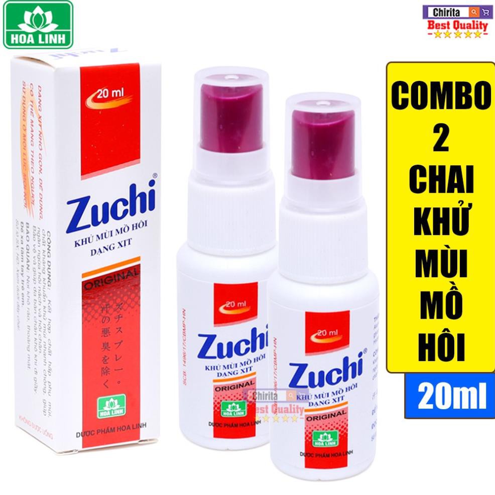 Combo 2 Chai Xịt Khử Mùi Mồ Hôi Dạng Xịt Khô Nhanh ZUCHI ORIGINAL 20Ml