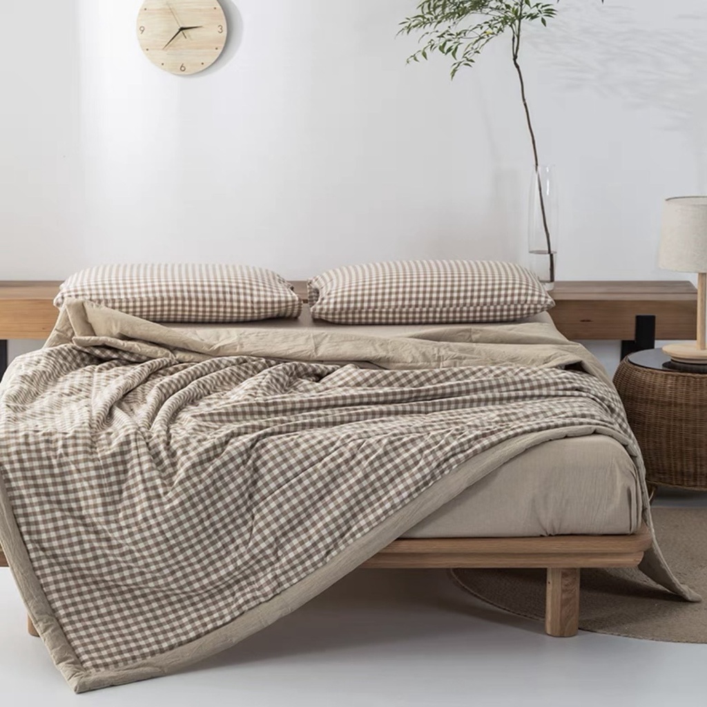 Bộ chăn ga gối Cotton Đũi Nhật Minamo cao cấp, siêu mềm mại, không kích ứng da, không phai màu - D10 | BigBuy360 - bigbuy360.vn