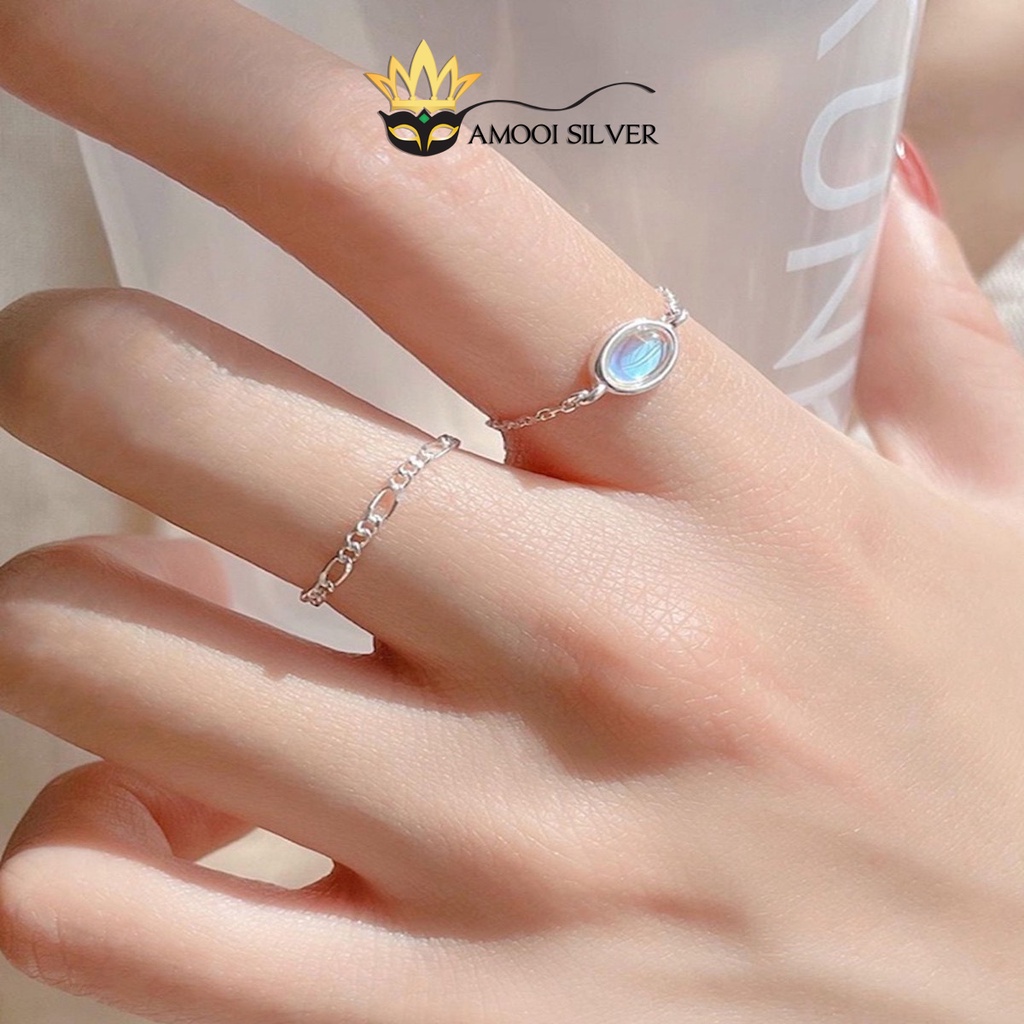 Nhẫn bạc S925 freesize opal dây rút - Amooi Silver AN97