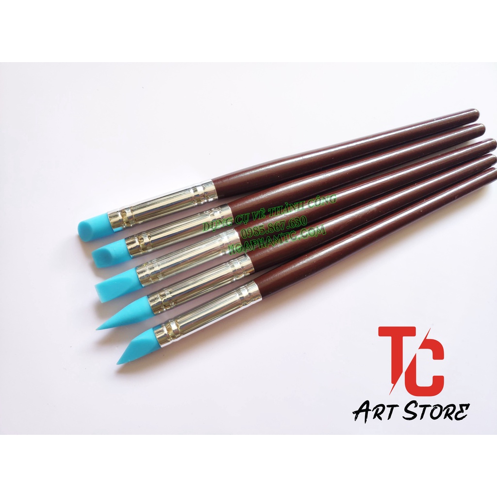 Cọ silicon vẽ keo chặn màu, Cọ lấy keo chặn màu - Bộ 5 cây