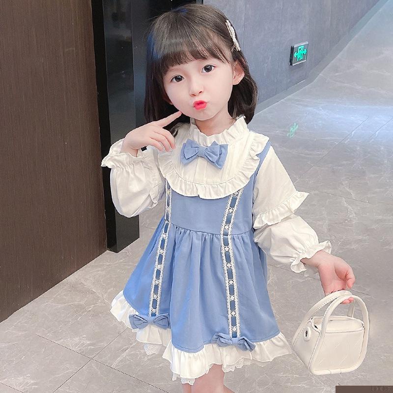 Đầm công chúa dài ngang gối đính nơ cho bé gái