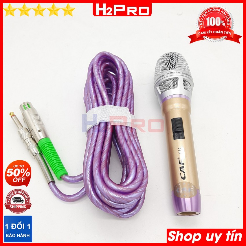 Micro karaoke có dây cao cấp CAF P10 H2Pro Chính hãng hát hay chống hú không bị tạp âm, micro karaoke cao cấp dây dài 6m