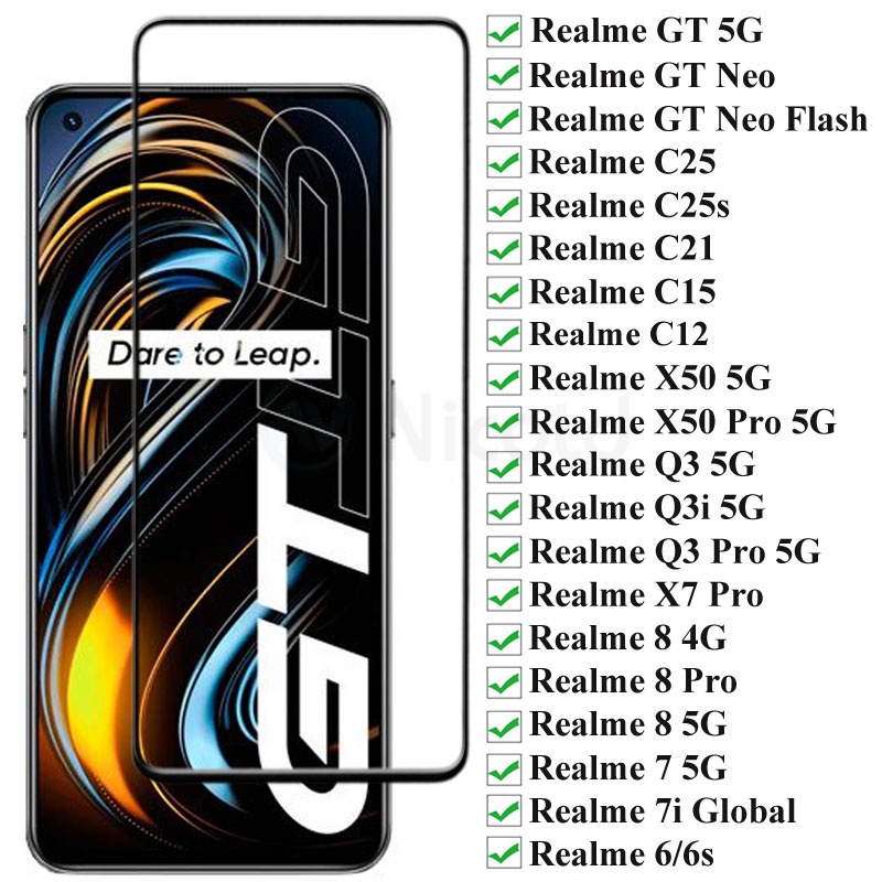 Kính Cường Lực Toàn Màn Hình Cho OPPO Realme GT 5G Neo C25s C25 C21 C15 C12 Q3 Q3i 5G X50 5G 8 7 7i 6i 6s