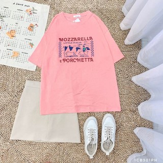 Áo phông oversize hoạ tiết chữ Mozzarella Friday