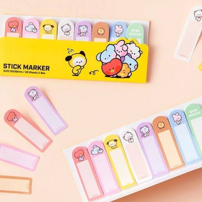 Set 20 Tờ Giấy Ghi Chú Họa Tiết BT21 BTS BT21 Xinh Xắn