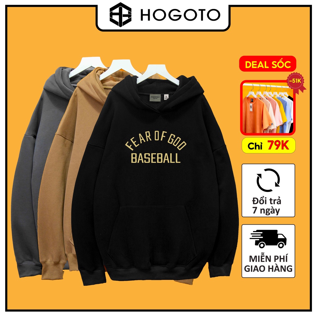 Áo nỉ HOODIE Fear of god baseball Hogoto shop ,Áo hoodie nỉ bông cotton unisex