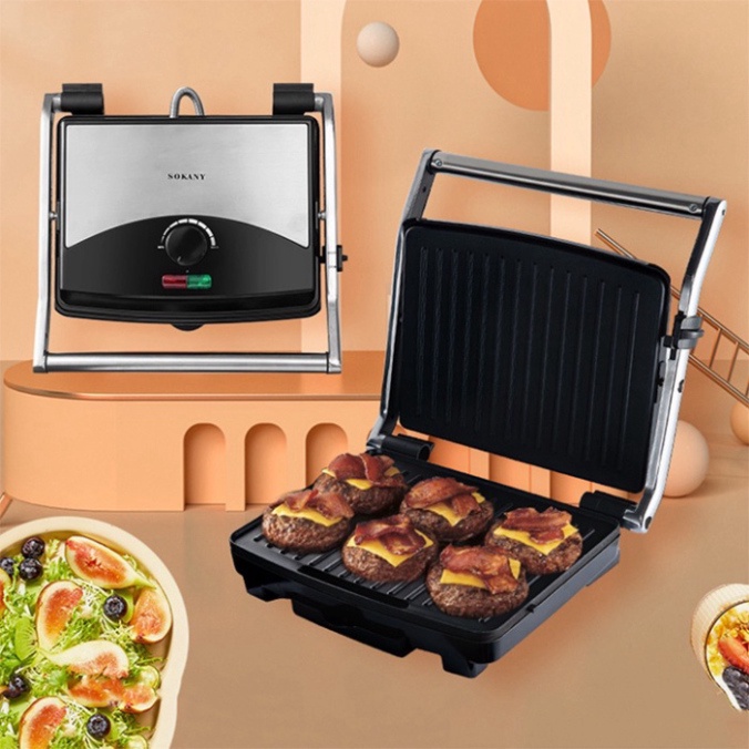 Máy kẹp nướng bánh mì đa năng chính hãng Sokany 2000W [BH 12 Tháng]