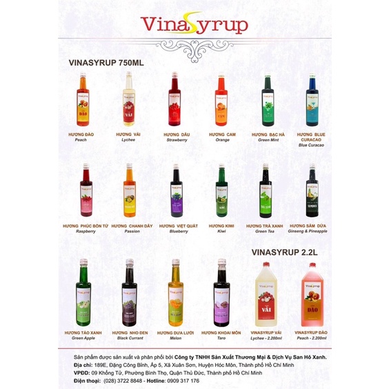 Siro Vina Có Đủ Hương Chai 700ml
