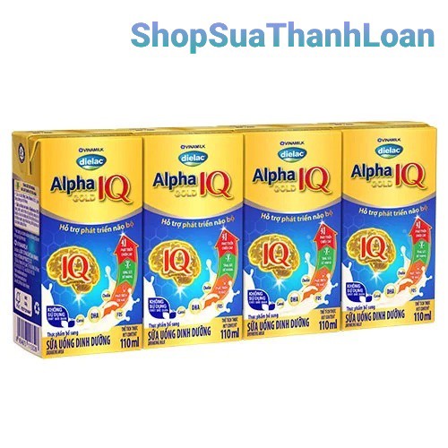 [HSD T6-2021] SỮA BỘT PHA SẴN DIELAC ALPHA GOLD IQ 110ML - LỐC 4 HỘP X 110ML