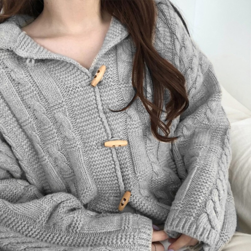Áo Khoác Cardigan Dệt Kim Tay Dài Màu Trơn Giữ Ấm Mùa Thu Cho Nữ