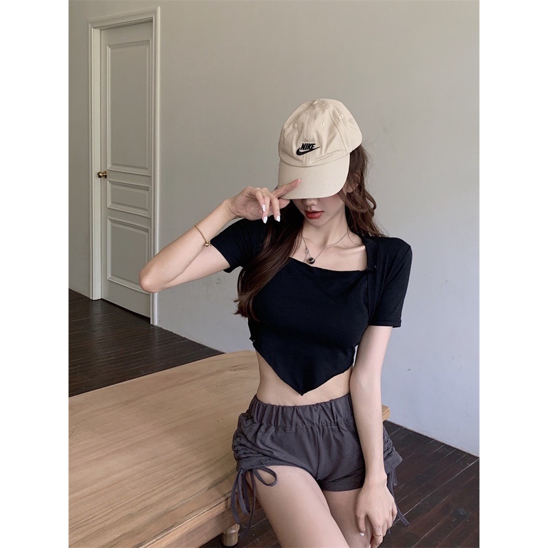 Áo croptop body vạt yếm 2 màu quyến rũ phong cách ulzzang/ Áo crt nữ cộc tay cổ vuông style hàn quốc dễ phối đồ_ranstore | BigBuy360 - bigbuy360.vn