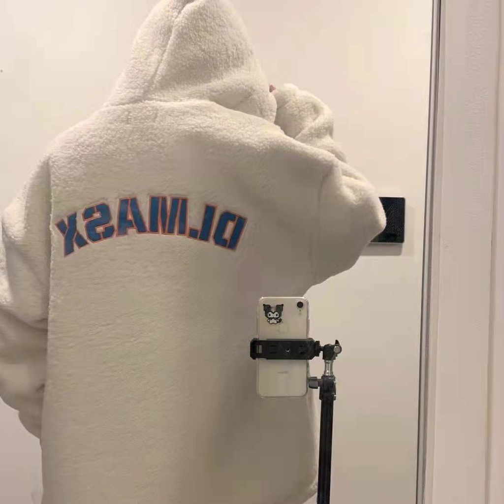 Áo khoác lông cừu chữ lưng Dlmasx Unisex [FREESHIP] Hoodie zip form rộng tay phồng kiểu dáng cá tính hàn quốc peonyb