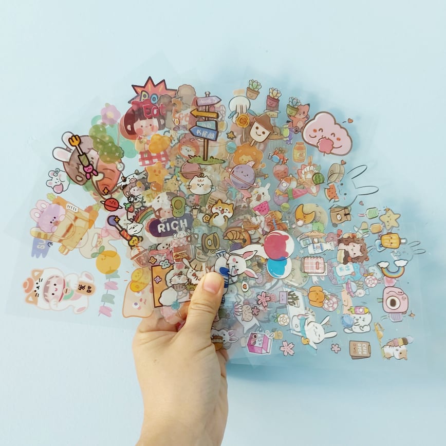 Combo 6 Miếng Dán Trang Trí Sticker Trang Trí Sticker Dán Giấy Đồ Dùng  Phong Cách Hàn Quốc Dễ Thương Mẫu Mới