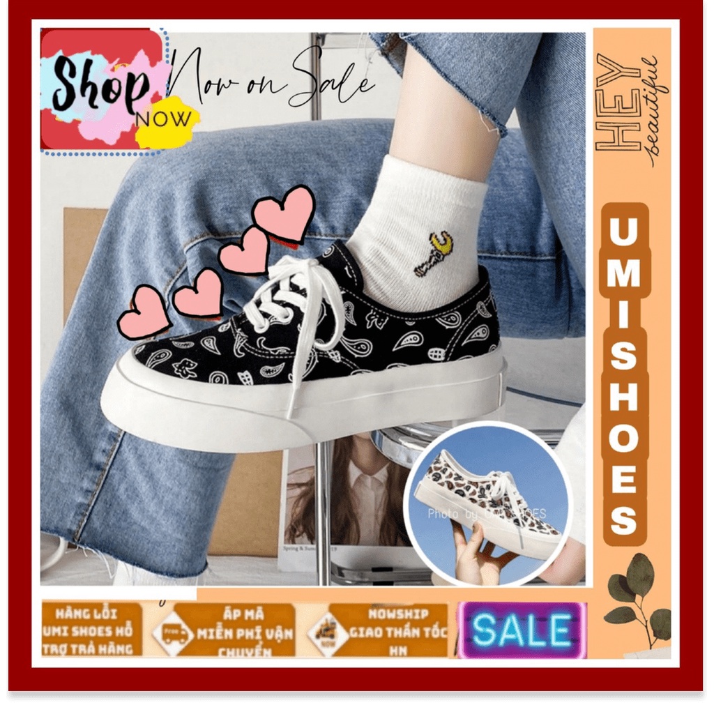 ★ ᗩᗰᗩᘔ𝗜ᑎ𝗚 𝗦𝗛𝗢𝗘𝗦 ★ Giày thể thao nữ đế bằng bánh mì họa tiết basic độn đế vải canvas bata mới hot phong cách ulzza