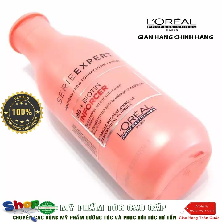 ]L'oreal-chính hãng] Dầu xả tăng cường dưỡng chất cho tóc gãy rụng L'oréal Inforcer B6 + Biotin 500ml/200ml