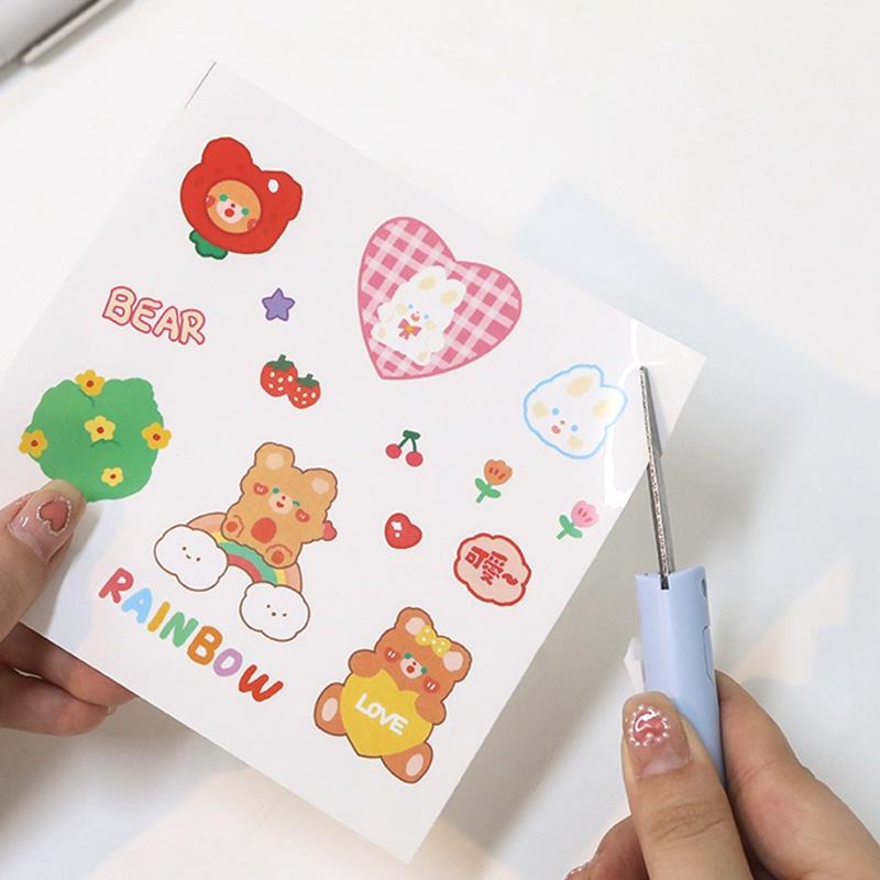 Set Bút Dao trổ và Kéo Mini 2 Trong 1 Thiết kế thông minh nhiều màu sắc đa năng tiện lợi