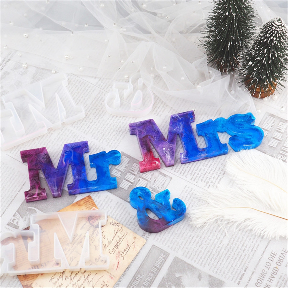 ❀SIMPLE❀ DIY Silicone Casting Mould Letters Mr&Mrs Resin Mold Epoxy Jewelry Making Molds Handmade Tool|Glue/3pcs/set