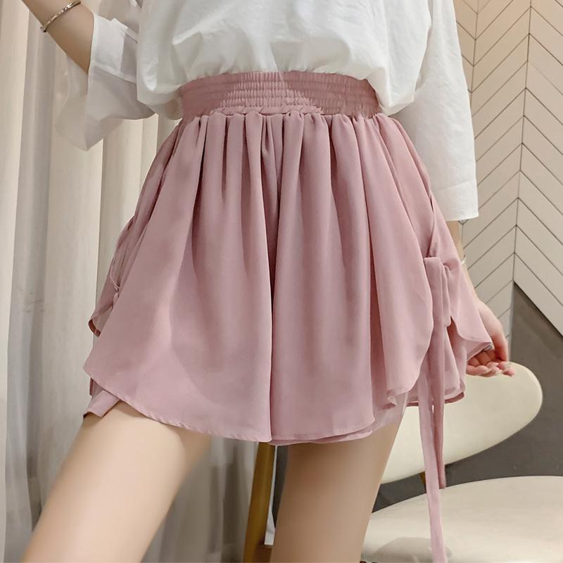 Quần Short Voan Ống Rộng Lưng Cao Thời Trang Nữ Tính