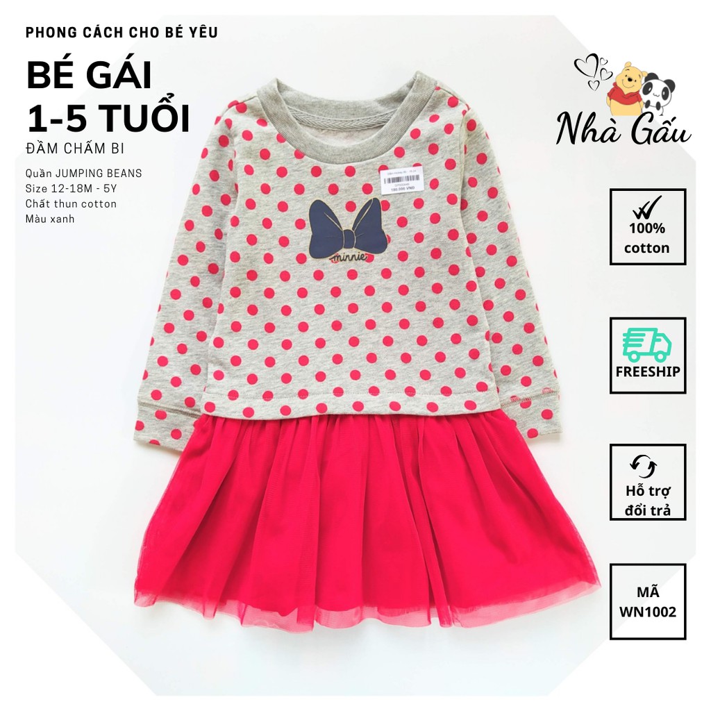 Đầm voan bé gái chấm bi đỏ chuột Mickey Minnie Mickey Minnie Mouse Chiffon Dress For Girls