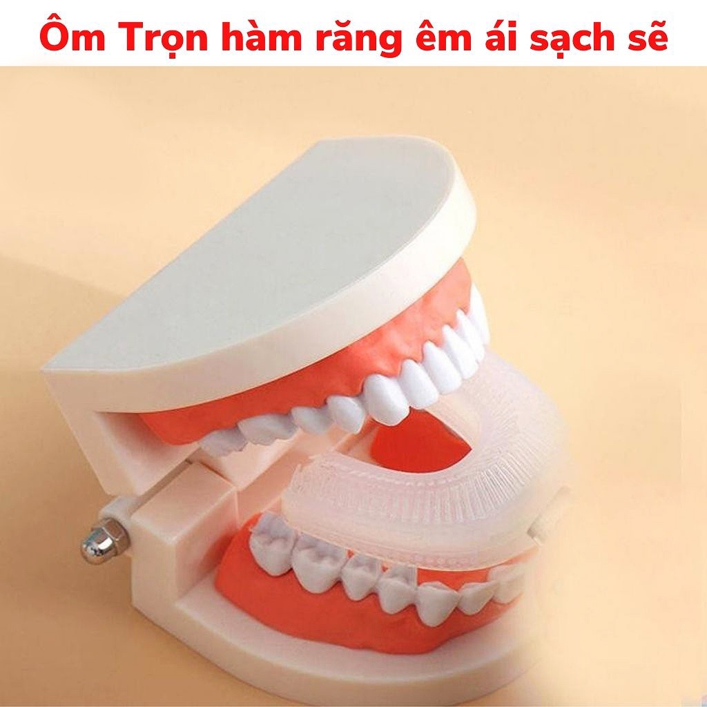 Bàn chải đánh răng Silicon hình chữ U cho bé tập đánh răng