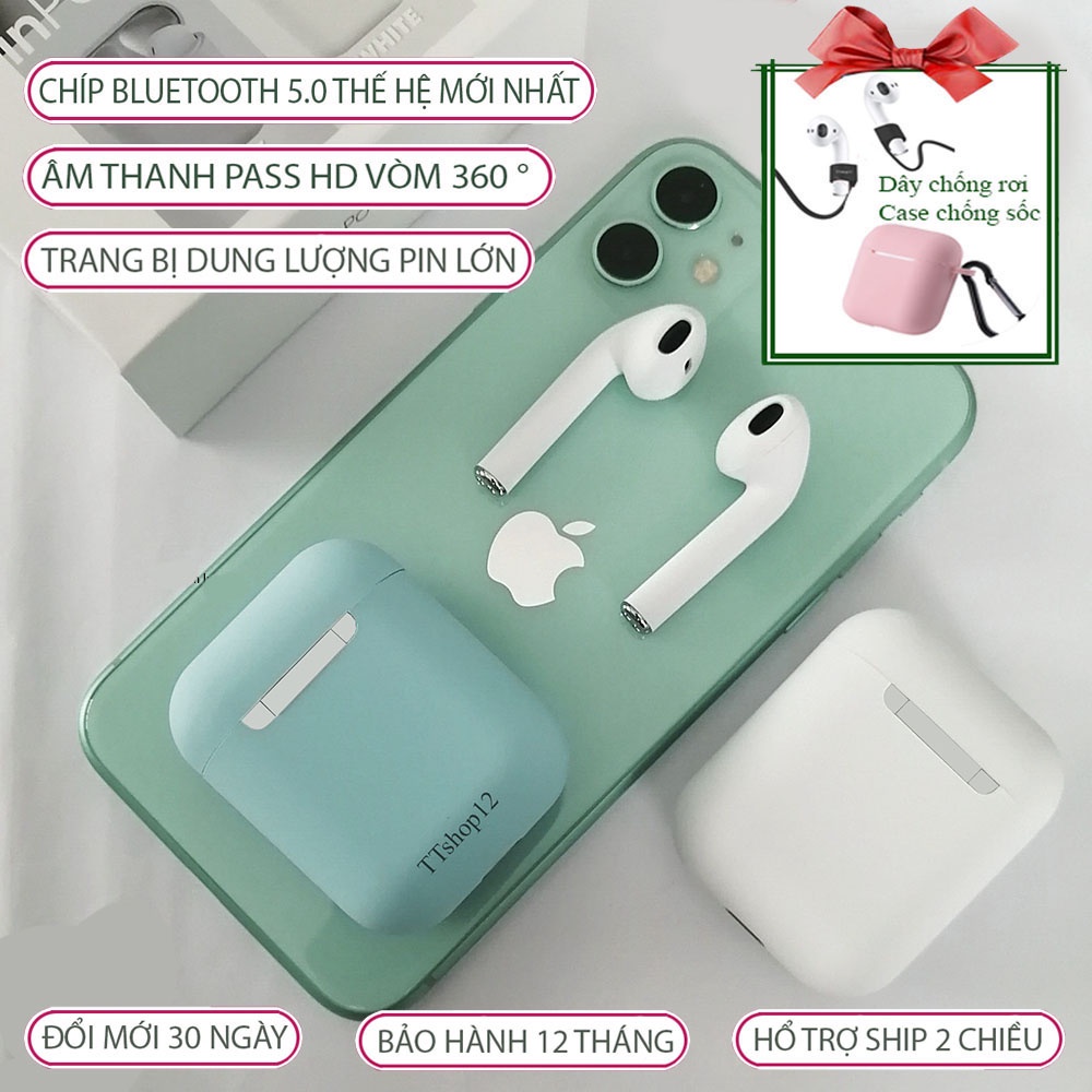 Tai nghe bluetooth InPods 12 chính hãng âm Superbass chống nước IPX4 cảm biến vân tay 1 chạm nghe nhạc siêu hay