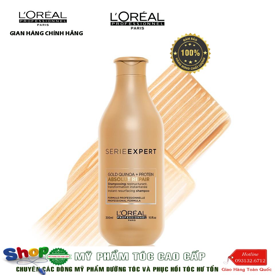 [L'oreal-chính hãng] Dầu xả tóc phục hồi 3 tác động Gold Quinoa+Protein  Absolut Repair Conditioner L'oreal 200ml