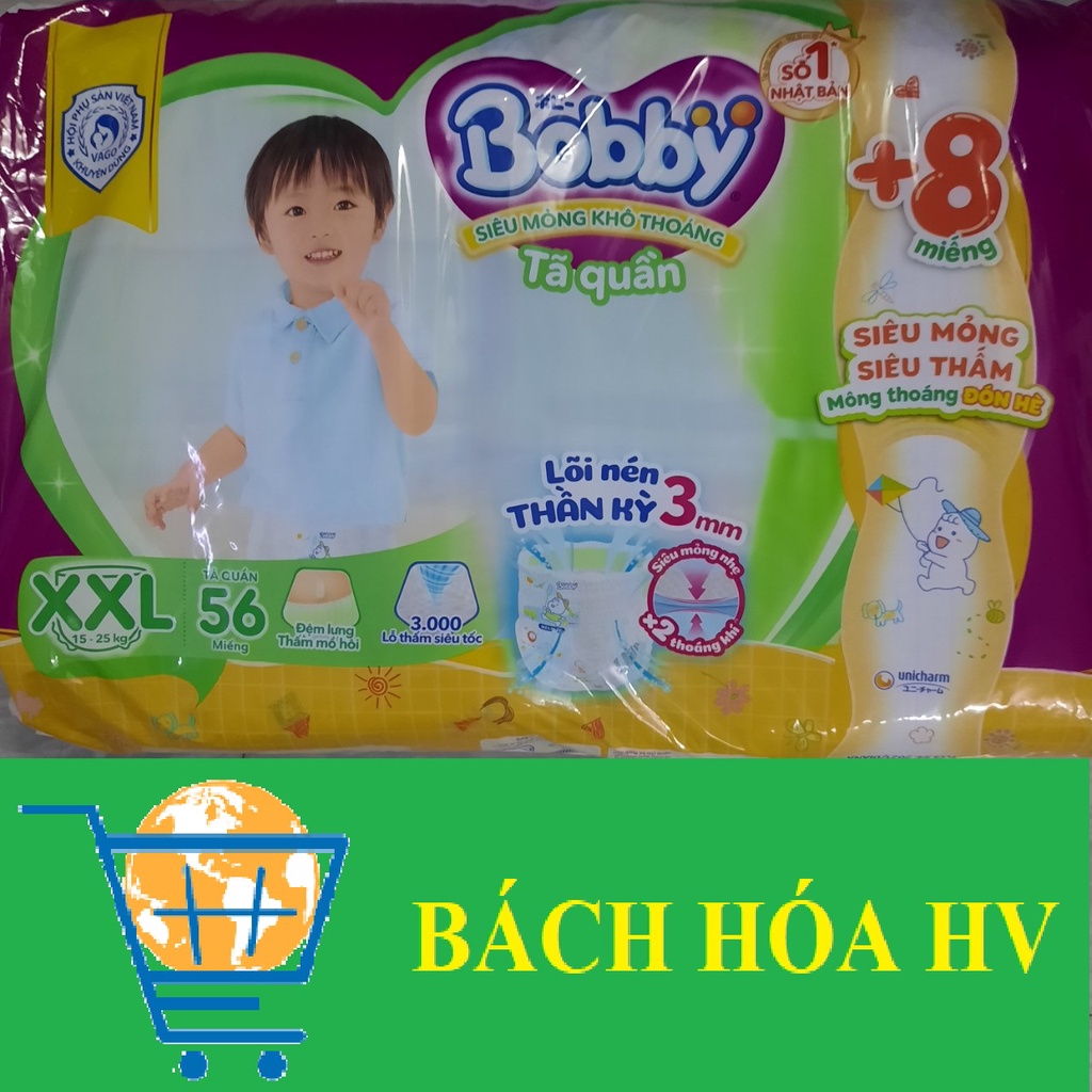 Tả (Bỉm) Bobby Quần M76, L68, XL62, XXL56 (Tặng 8 miếng) - BACH HOA HV