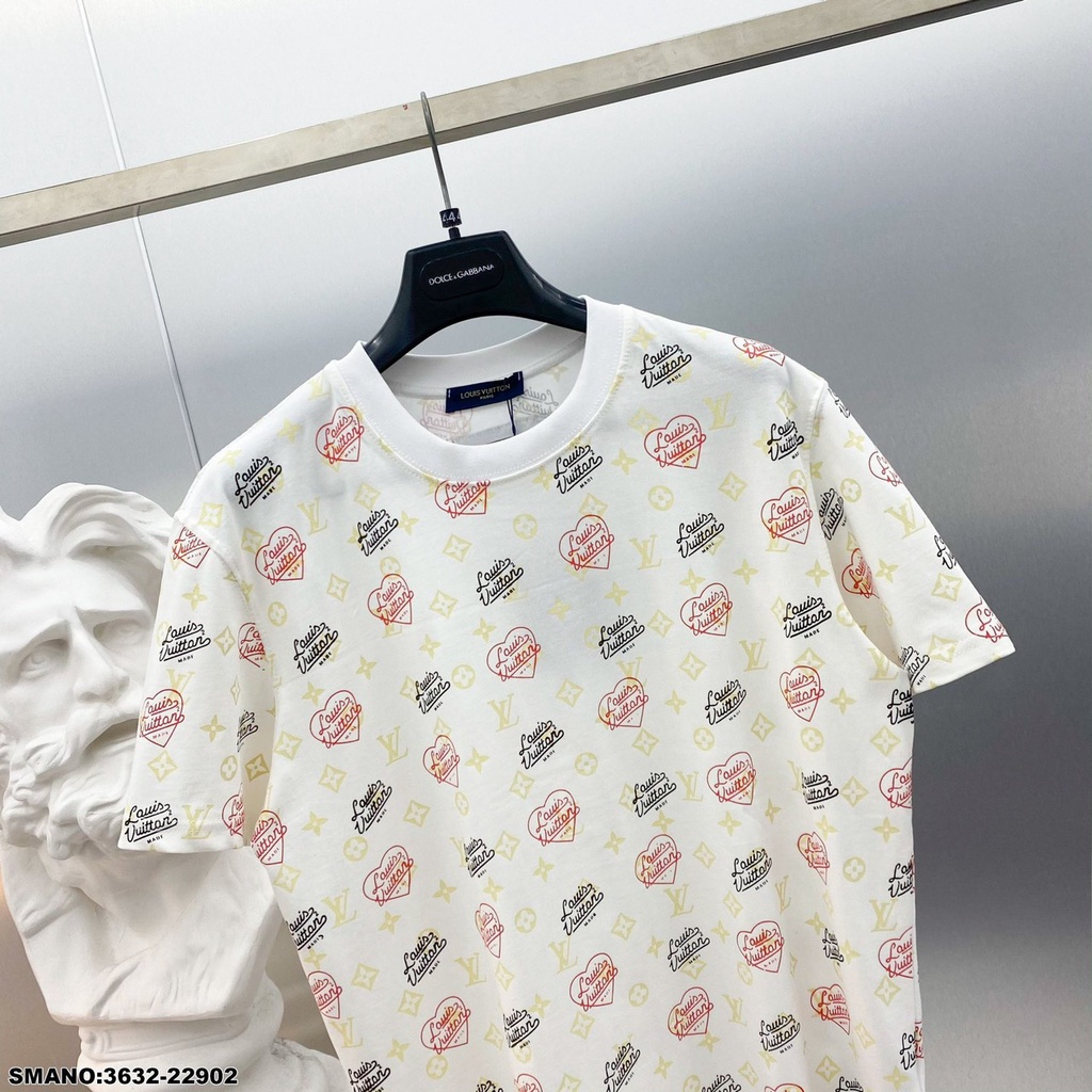 Áo Phông Nam LV Họa Tiết In Chữ. Áo thun Lv Nam cổ Tròn Chất Cotton Mát Mịn DT STORE MENWEAR