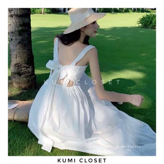 Đầm maxi trắng nơ lưng đi biển siêu xinh 2021 | Kumi Closet