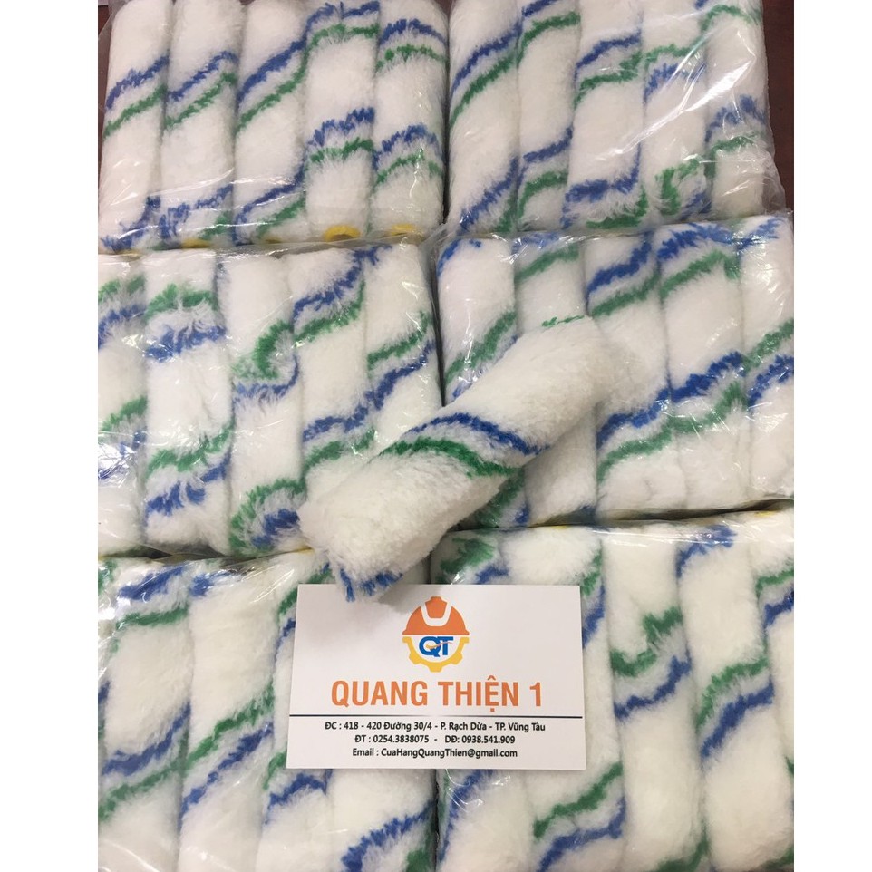 Cán ru lô Việt Mỹ 4 tấc và bông lăn sơn 2 sọc xanh 10cm