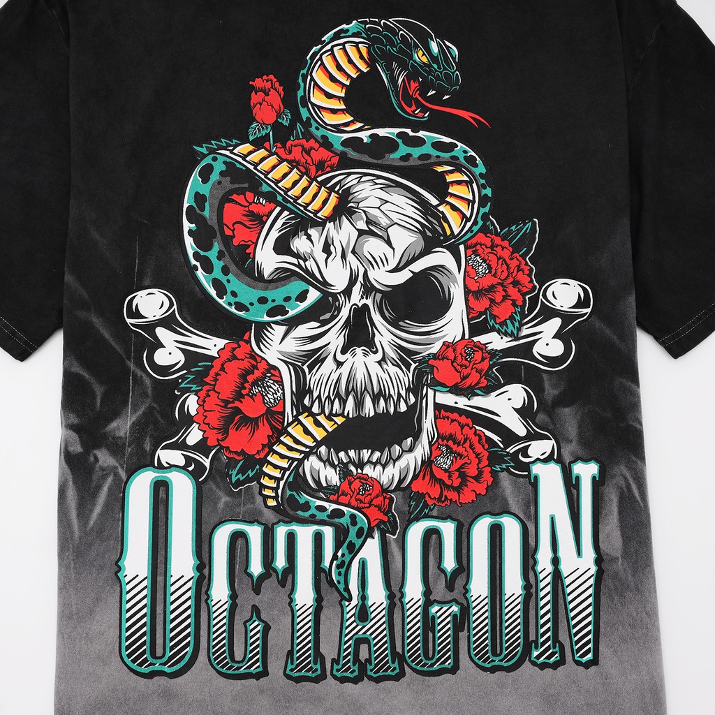 [Áo thun wash tay lỡ form rộng Unisex] BLOODY HELL XÁM - By Octagon