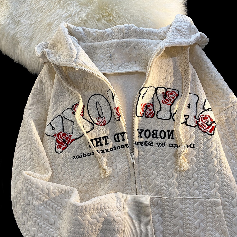 【ZHELIHANGFEI】Áo Hoodie Tay Dài Dáng Rộng Phong Cách Preppy