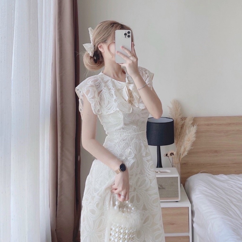 ĐẦM DỰ TIỆC REN HOA BÈO CỔ PRENA DRESS