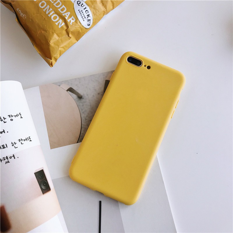Ốp điện thoại nhựa mềm màu vàng trơn độc đáo cho Iphone 5/SE/6/6s/6+/6s+/7/7+/8/8+/X/XS/XR/Xsmax