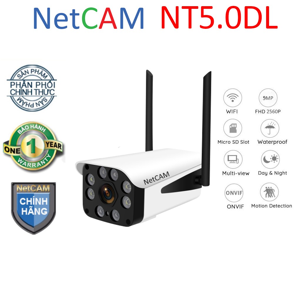 Camera giám sát IP wifi ngoài trời NetCAM NT5.0DL 5MP - Hãng Phân Phối Chính Thức