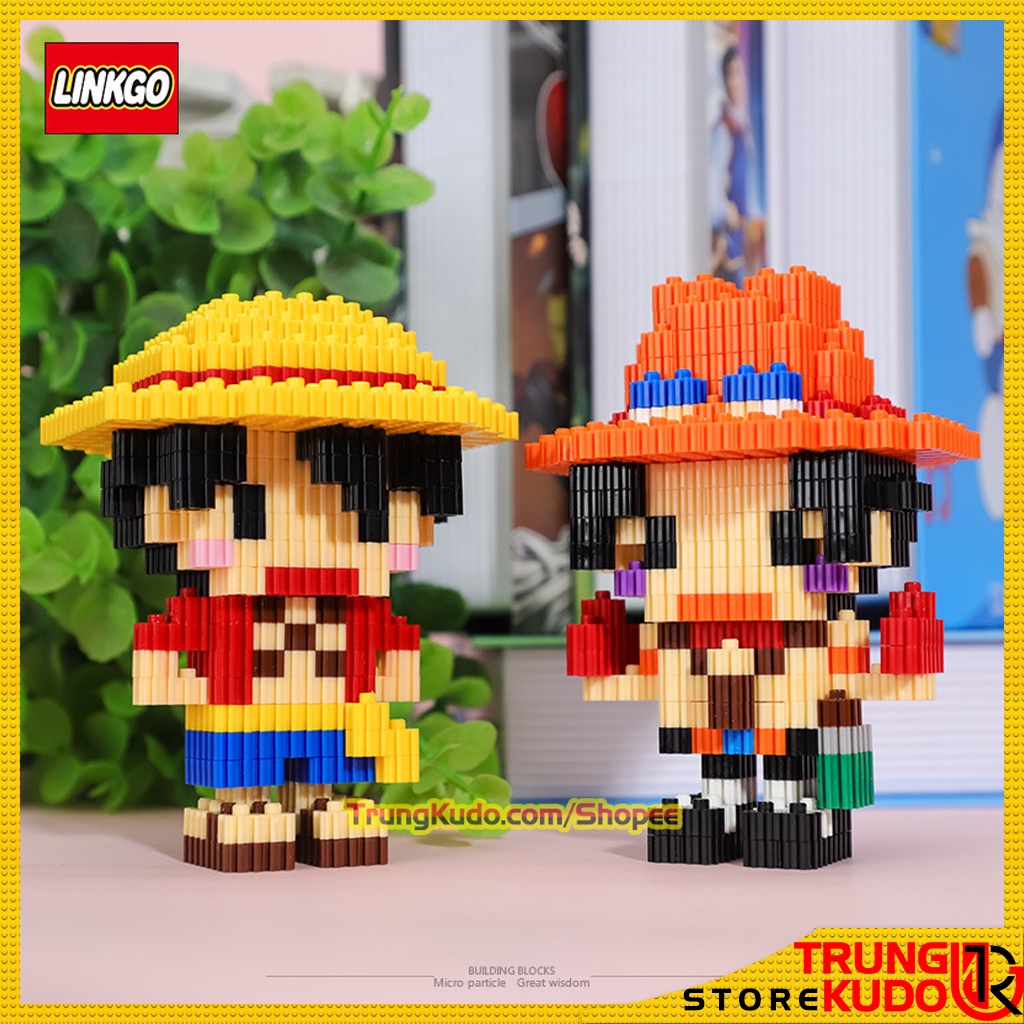 Mô hình One Piece Luffy Zoro Sanji Nami Robin Chopper ACE Usopp dạng đồ chơi xếp hình làm quà tặng, đồ decor