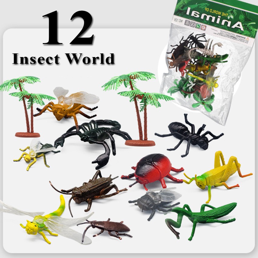 Bộ đồ chơi mô hình Côn Trùng bằng nhựa New4all Animal World cho bé khám phá thế giới động vật tặng 4 cá vàng sống động