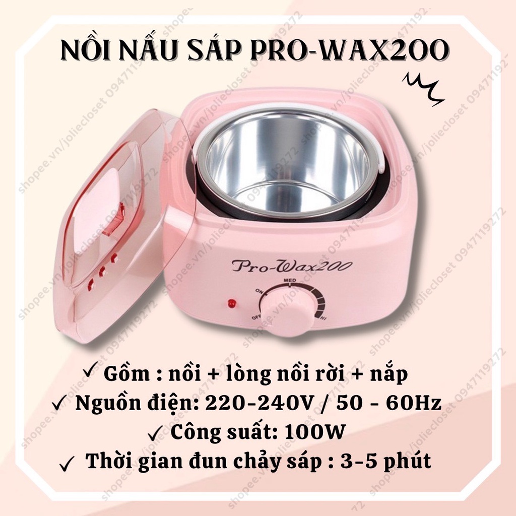 Combo triệt lông nồi waxing chuyên dụng pro wax 200 nấu sáp wax nóng, wax lông và chén silicon chịu nhiệt, chống dính