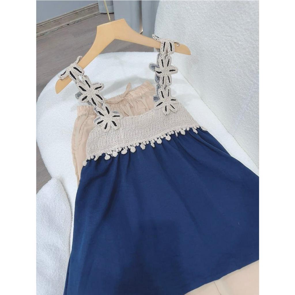 Sét bộ hoa ren xanh quần ngố
