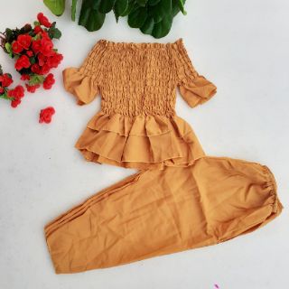 Bộ voan lụa quần lửng trơn màu