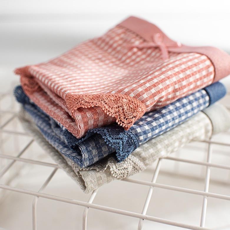 [Giá sỉ] Quần Lót Cotton Kẻ Caro Co Giãn 4 Chiều Mềm Mịn 555
