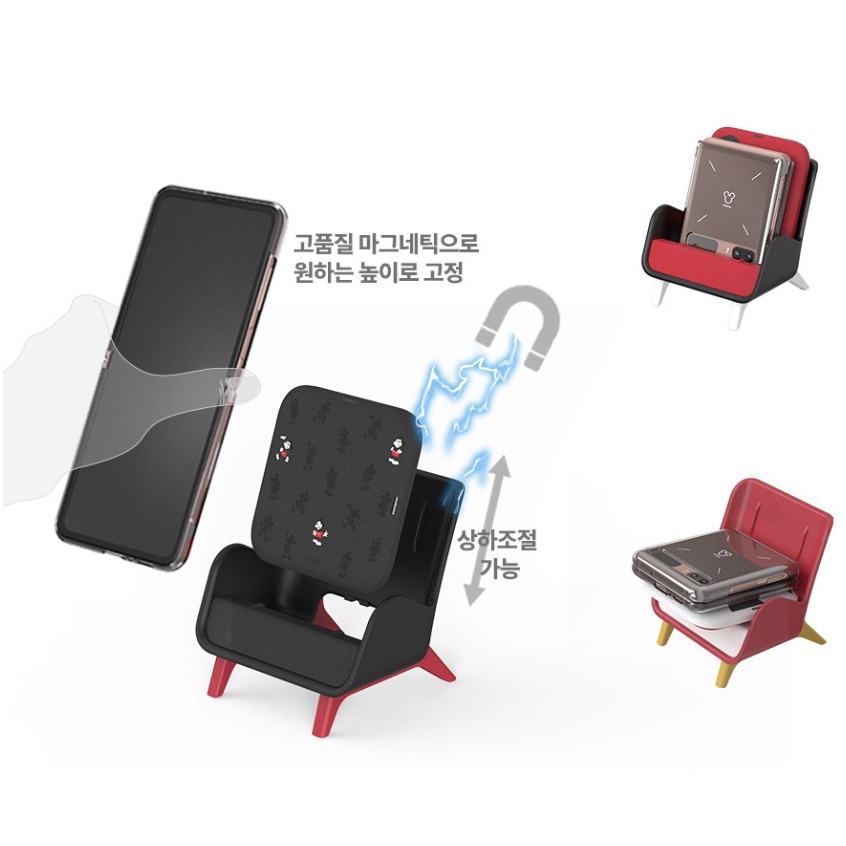 Đế Sạc Không Dây Dạng Lật Phong Cách Disney Cho 4 Samsung Bambi Chip And Dale Galaxy Z Flip3 Flip 4 Samsung Bambi Chip Và Dale Chip Màu Đen Đỏ Hồng Tím