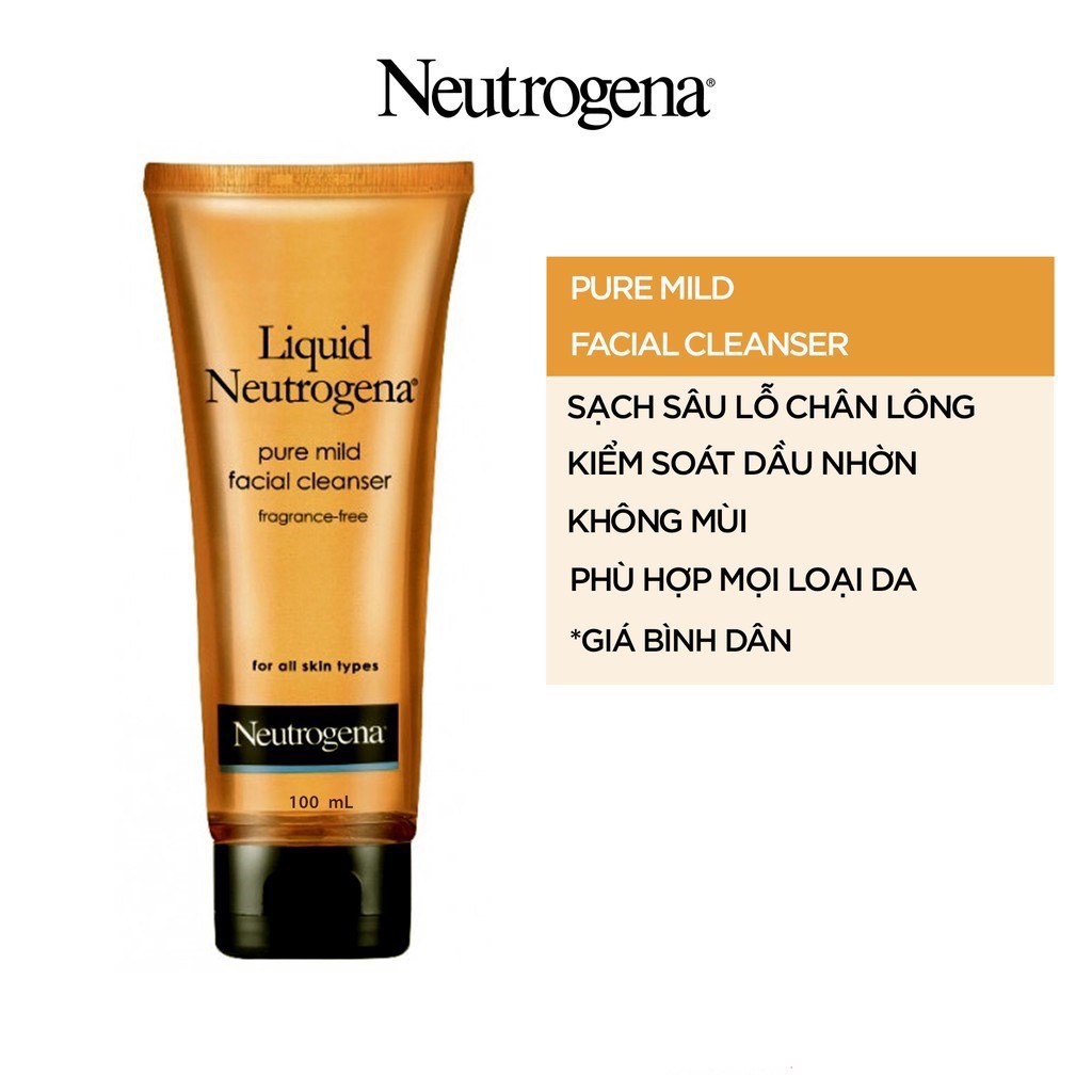 Sữa Rửa Mặt NEUTROGENA dịu nhẹ cho mọi loại da - NEUTROGENA Liquid Pure Mild Facial Cleaner 100mL