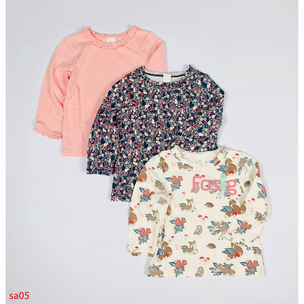 Set 3 Áo Thun Tay Dài Bé Gái HM - Combo ngẫu nhiên