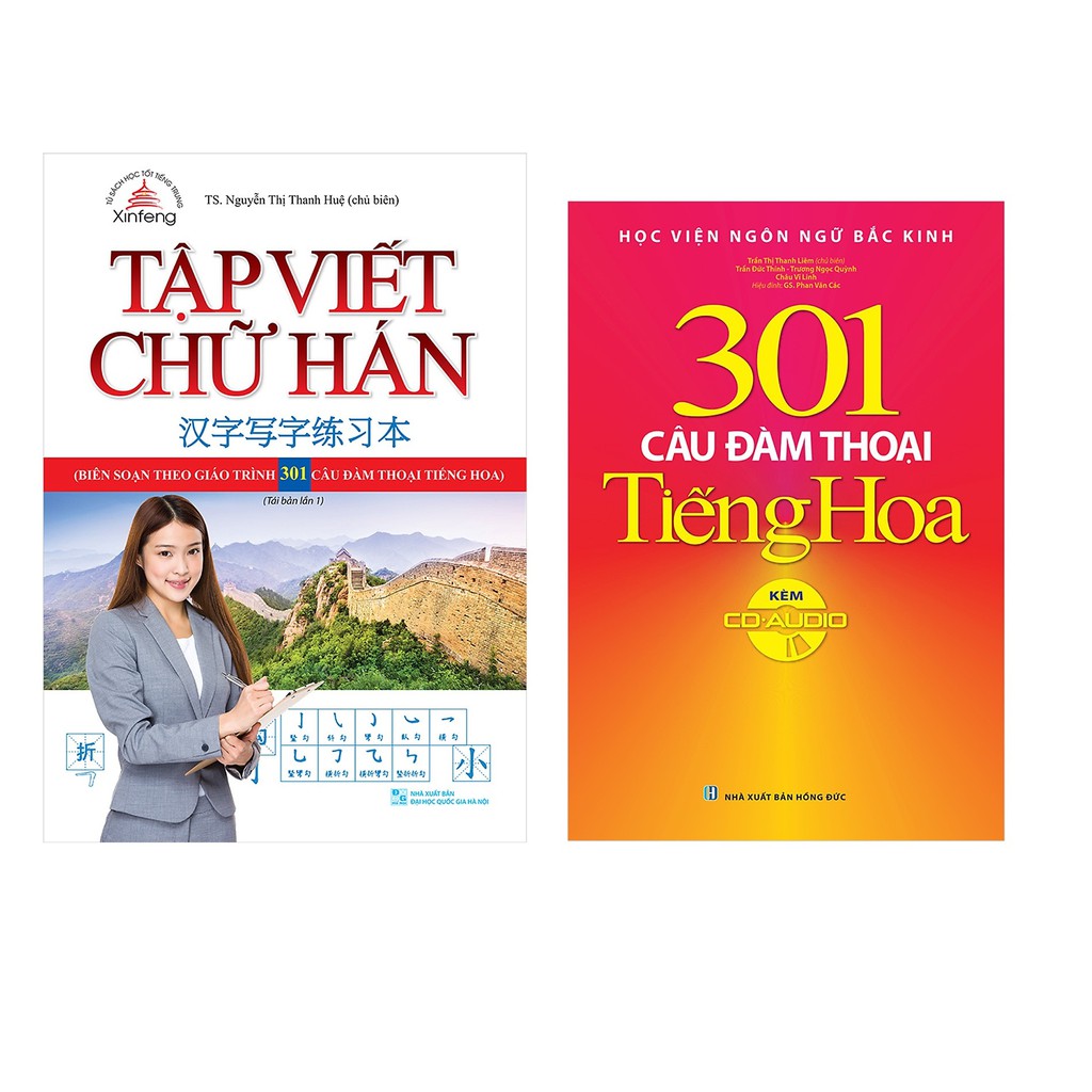 Sách - Combo 301 Câu Đàm Thoại Tiếng Hoa (Màu kèm CD) + Tập Viết Chữ Hán (Biên Soạn Theo GT 301 Câu Đàm Thoại Tiếng Hoa)