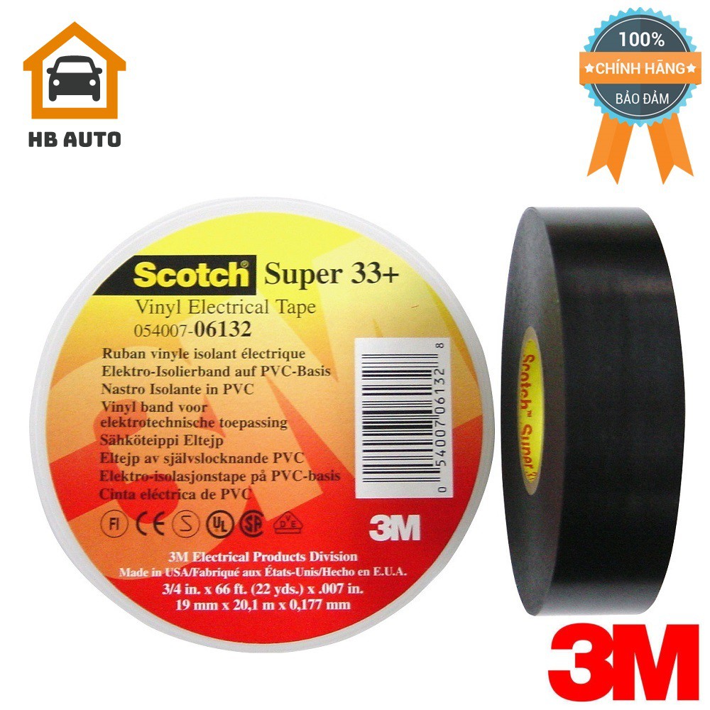 Băng Keo Điện 3M Scotch Super 33+ 19mm x 20.1m Đen