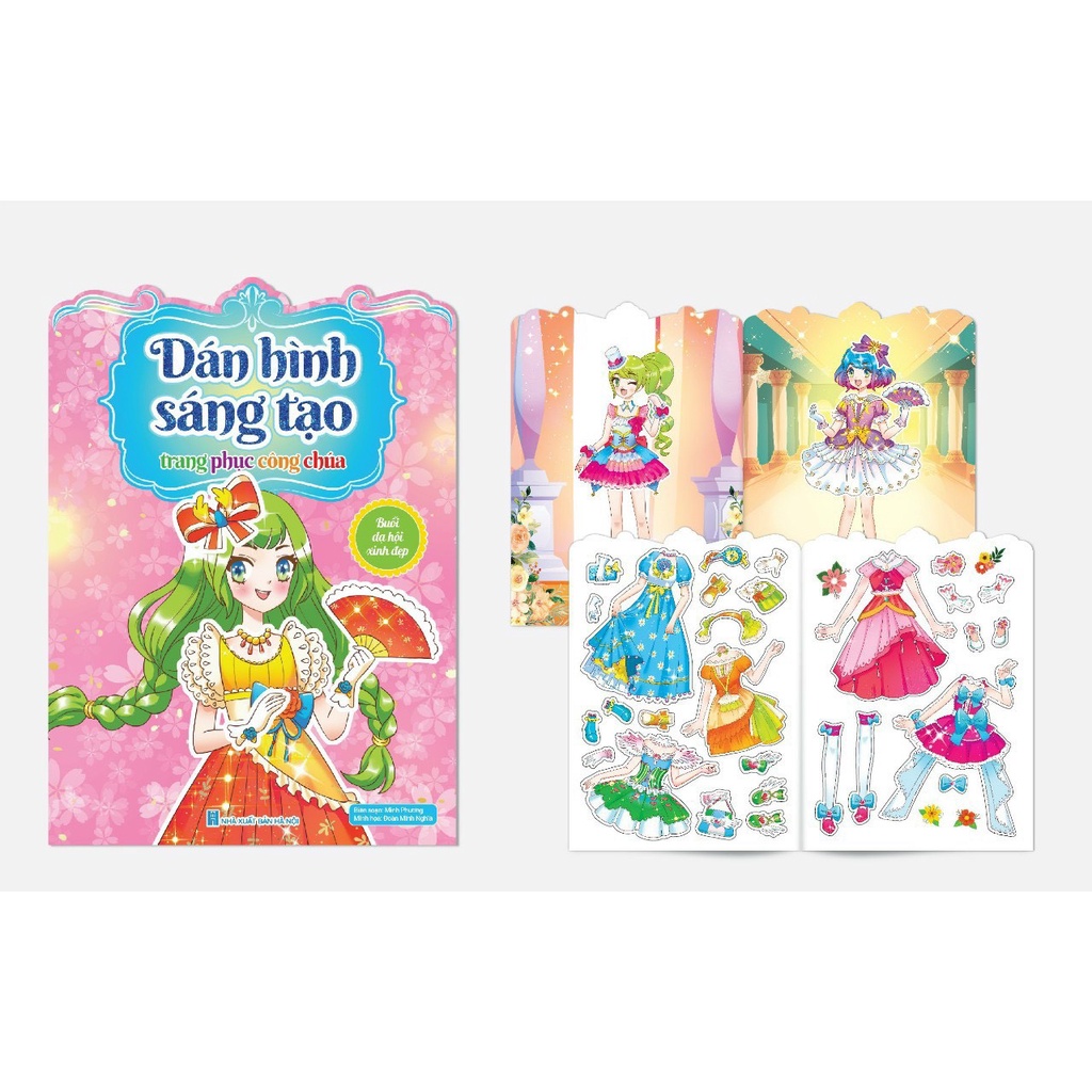 Đồ chơi bóc dán sáng tạo, dán hình trang phục công chúa, thay đồ búp bê
