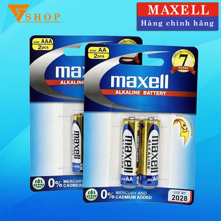 Pin Tiểu AA Maxell alkaline LR6 vỉ 2 viên CHÍNH HÃNG